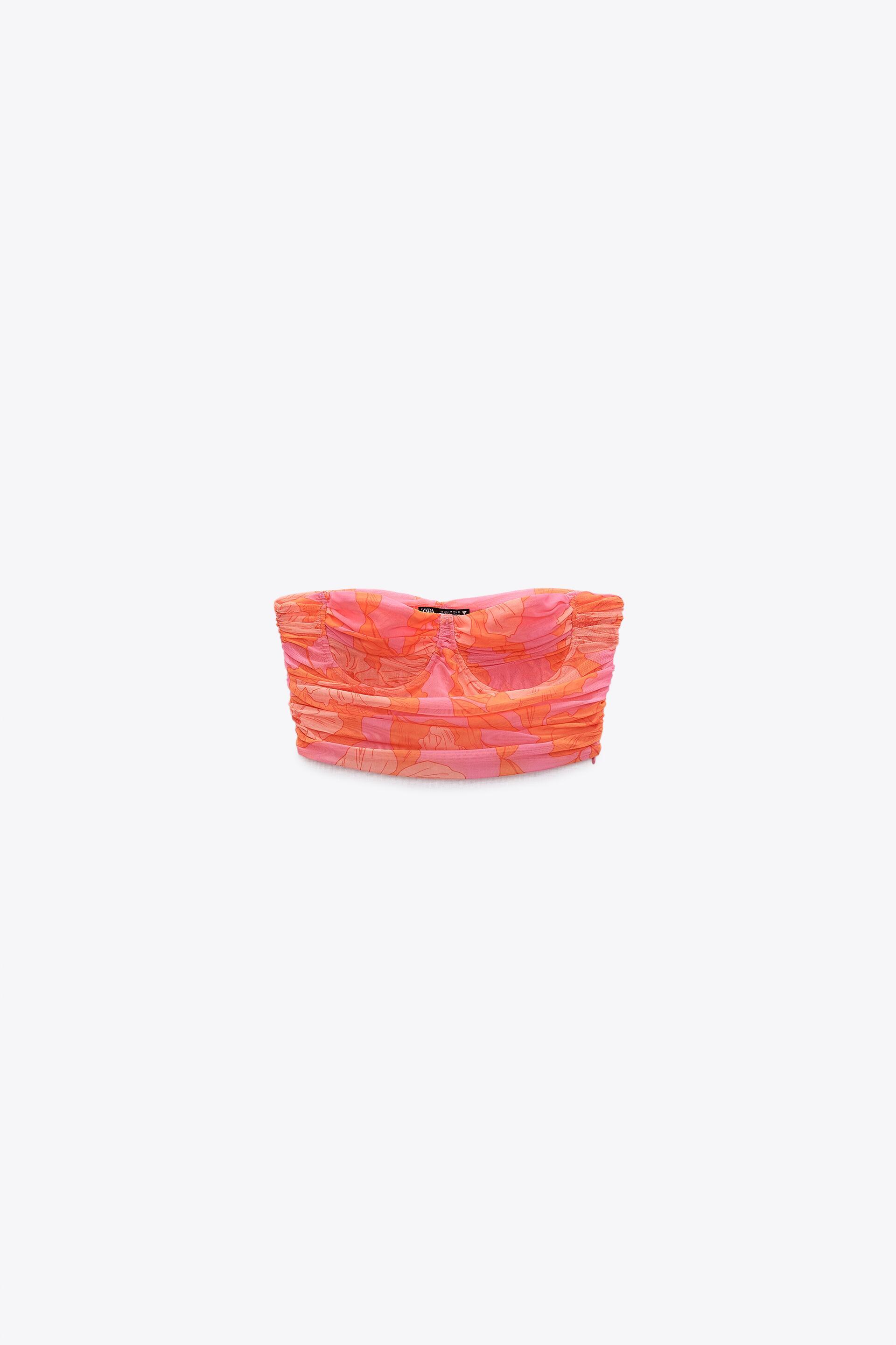Zara Tulle Corset Top Pink And Orange