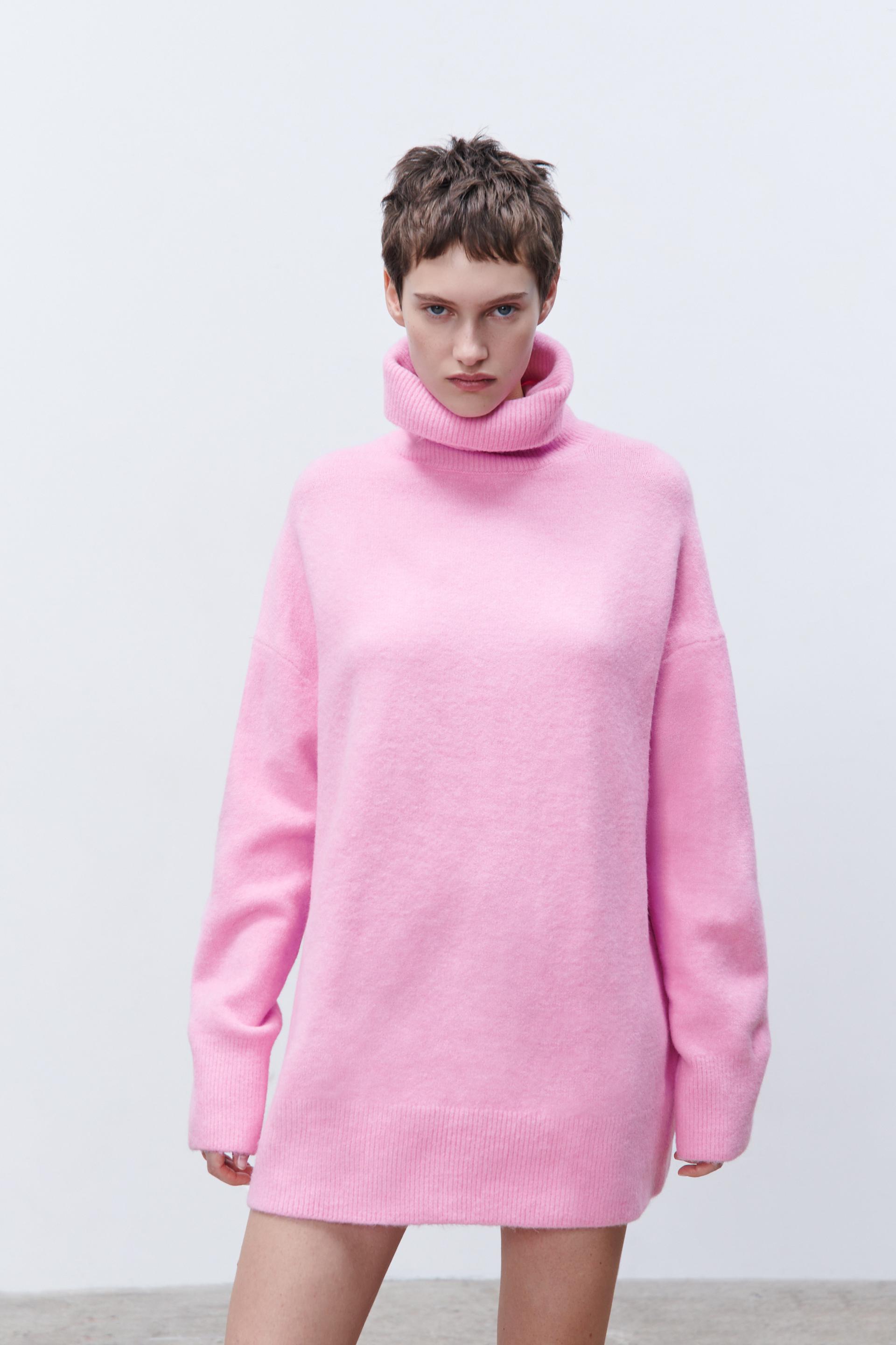 Zara OVERSIZE KNIT SWEATER WITH HIGH NECK 155629905620