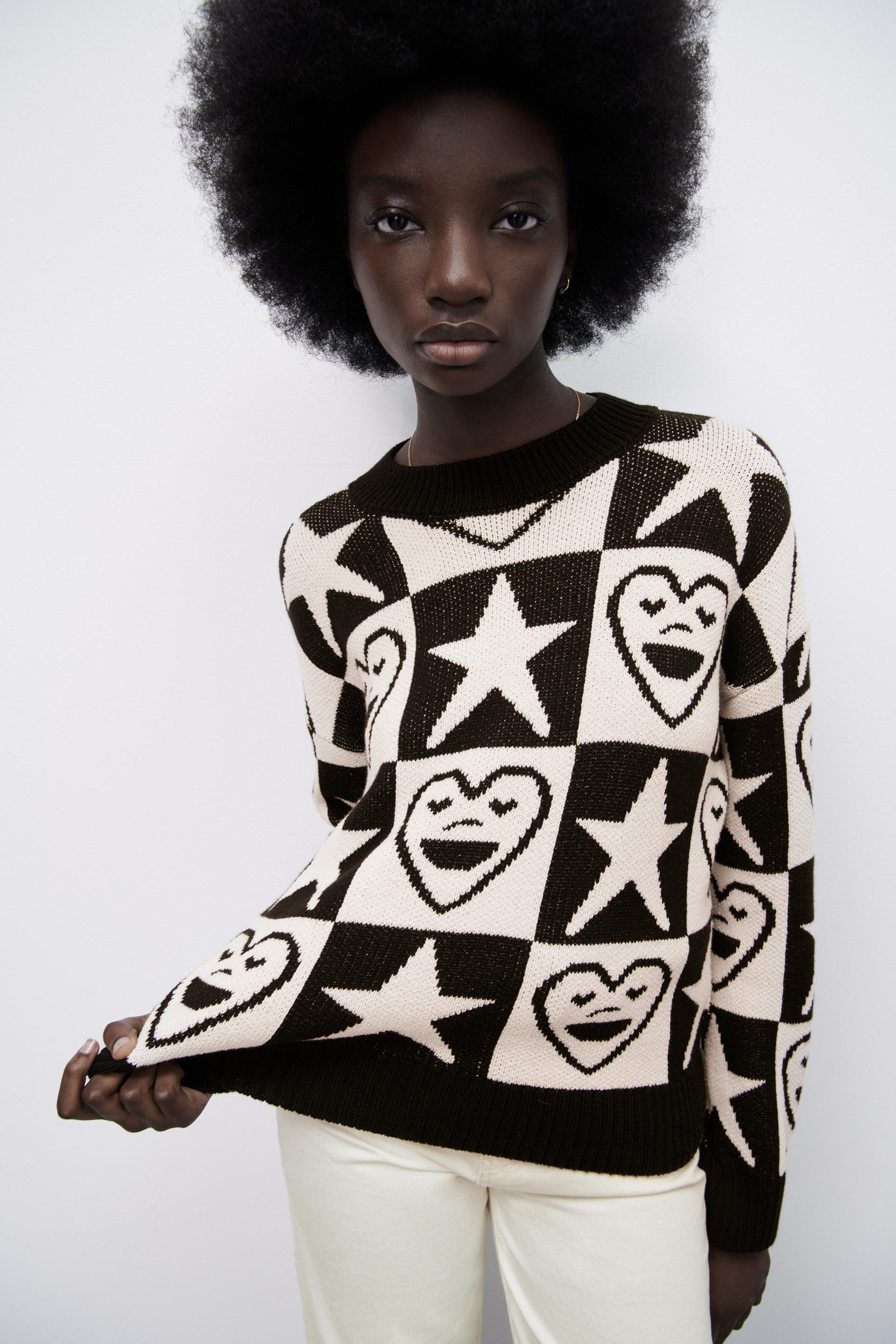 Zara JACQUARD KNIT SWEATER 144866039050
