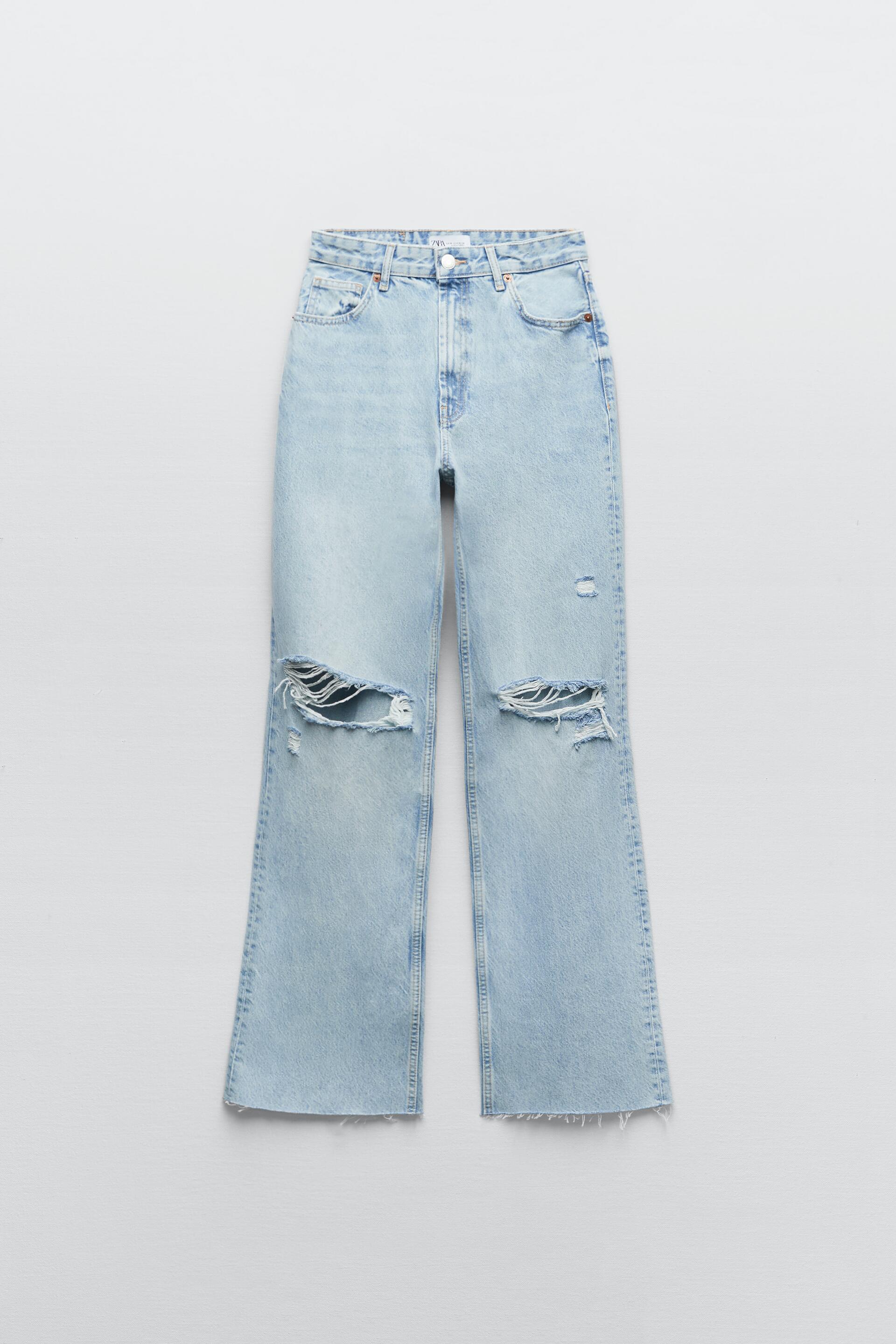 Zara RIPPED WIDE LEG JEANS 201142528441