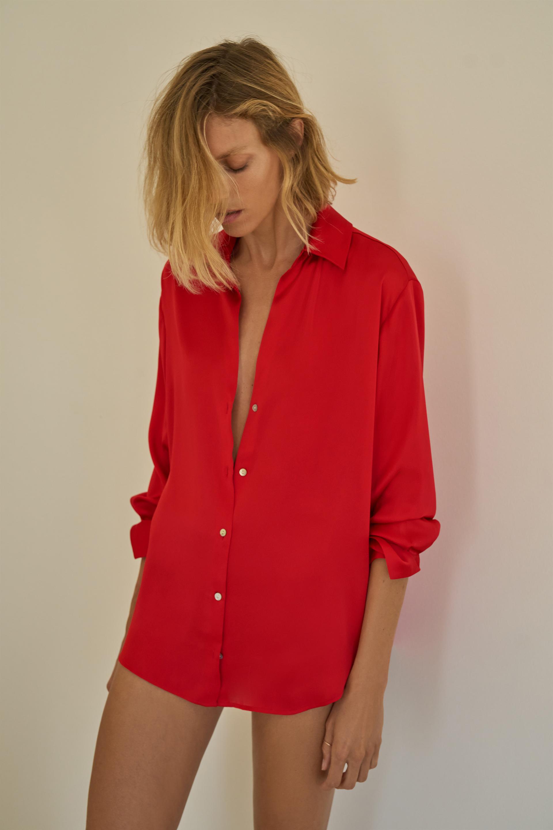 zara satin effect shirt