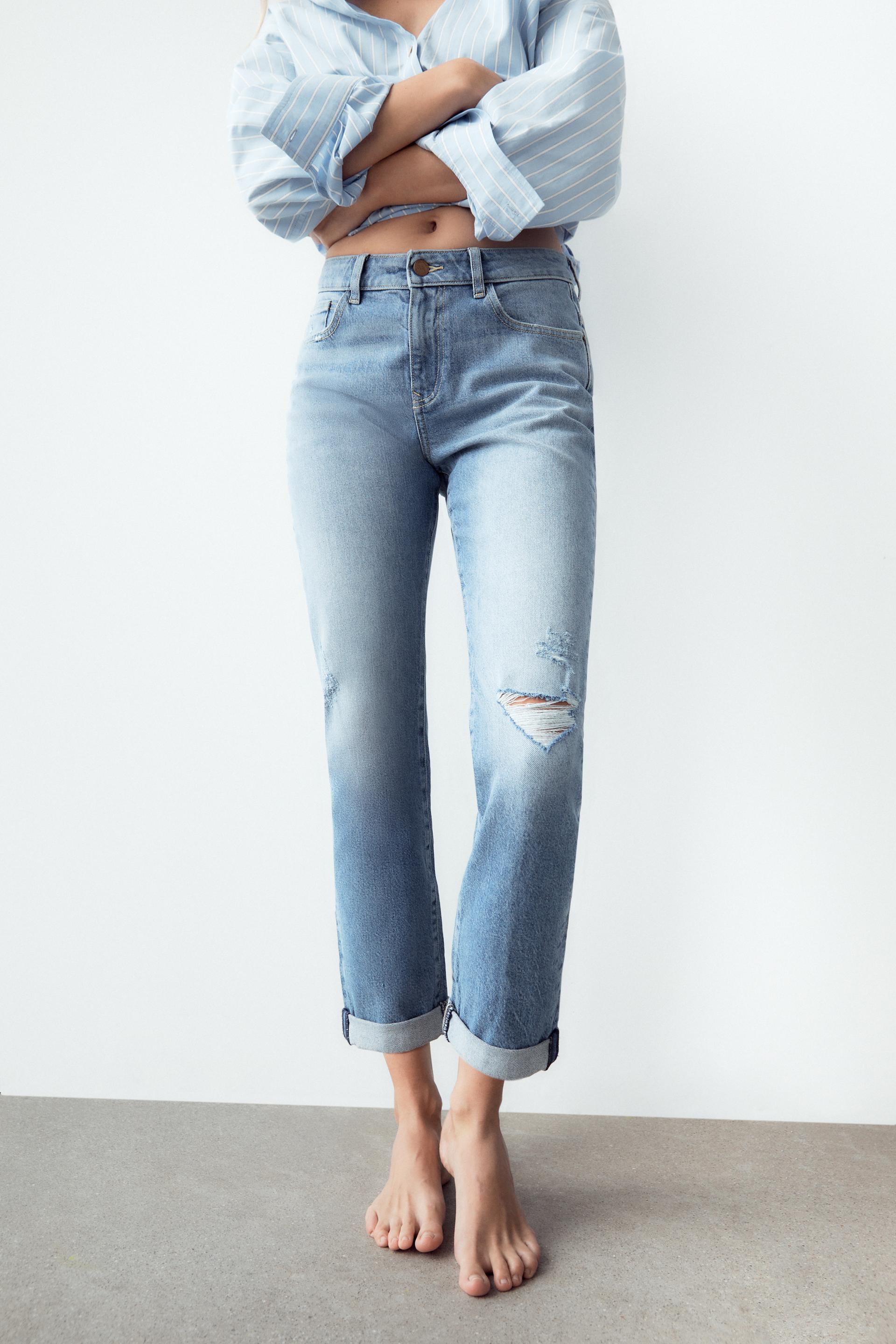 relaxed fit ripped jeans