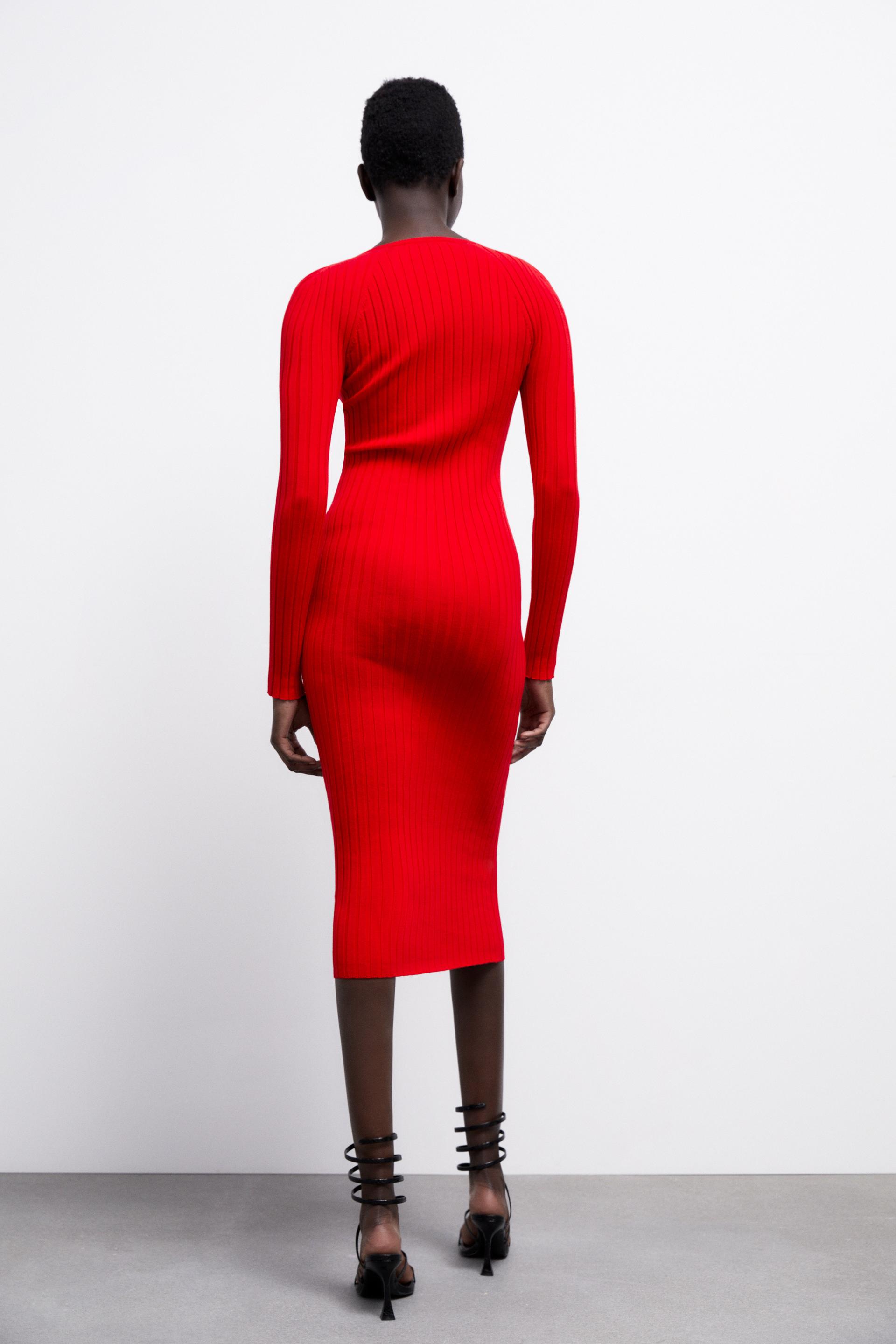 Zara RIBBED KNIT DRESS 155797583600