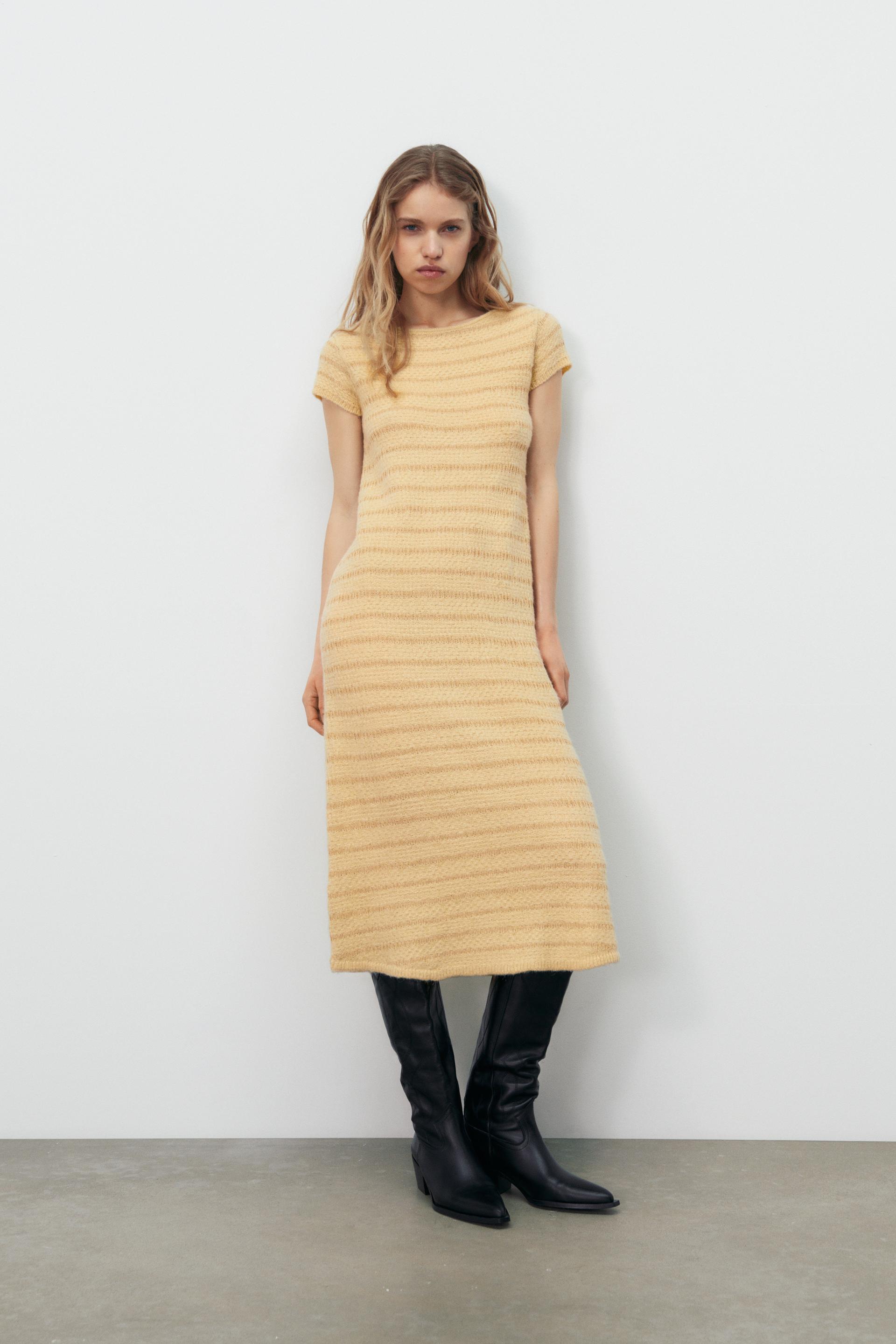 Zara KNIT DRESS WITH CONTRAST DETAIL 149625835303