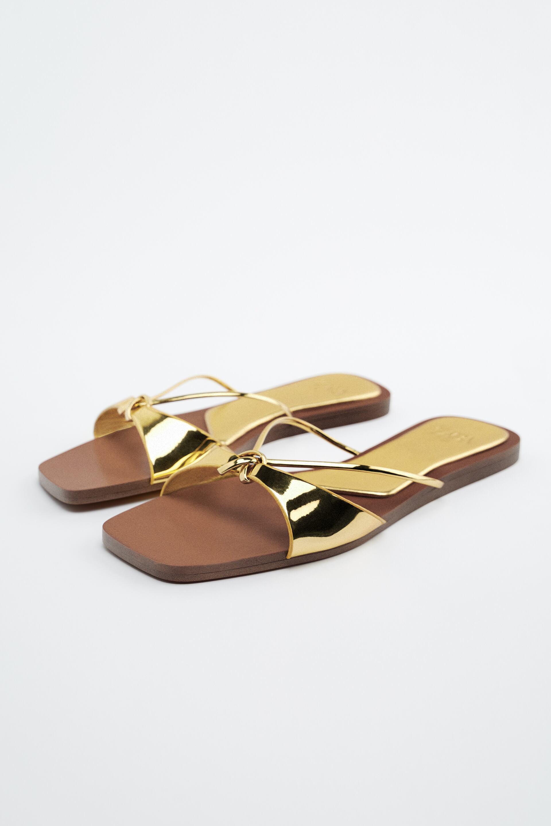 Zara FLAT SANDALS WITH KNOT - 145818619-091-