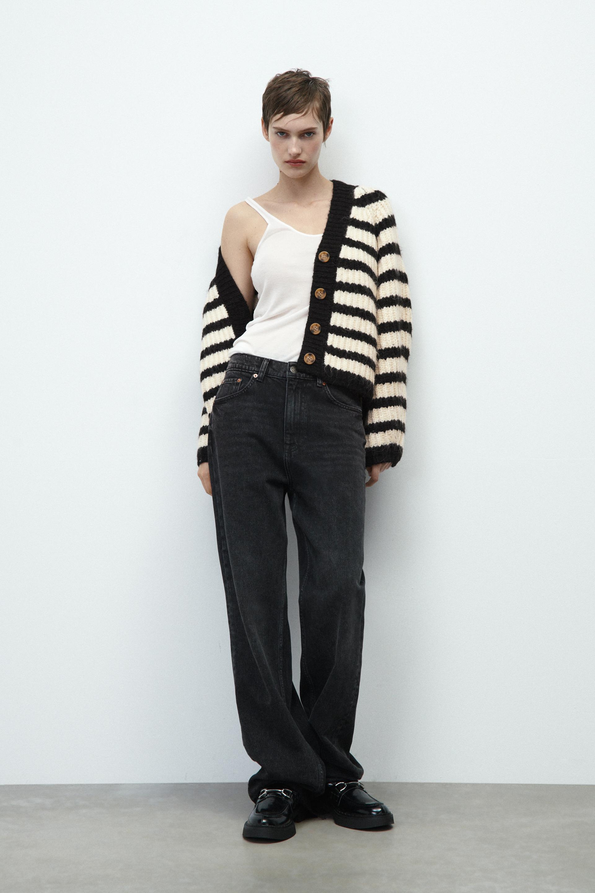 Zara OVERSIZE STRIPED KNIT CARDIGAN 179703121104