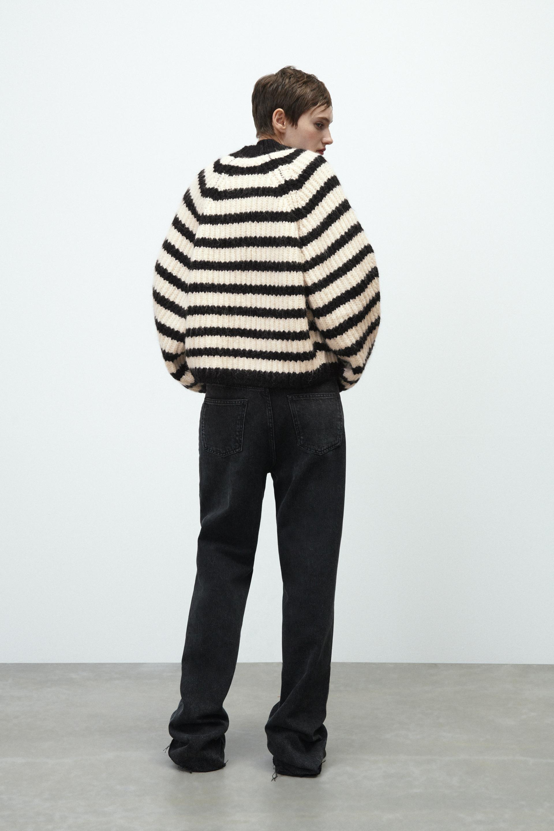 Zara OVERSIZE STRIPED KNIT CARDIGAN 179703121104
