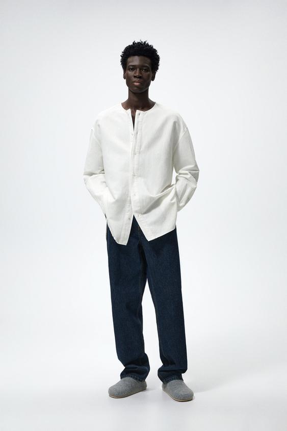 OVERSIZE LINEN AND COTTON SHIRT Ecru ZARA South Africa