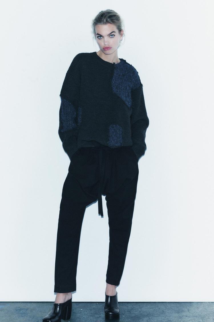 OVERSIZED PATCHWORK KNIT SWEATER