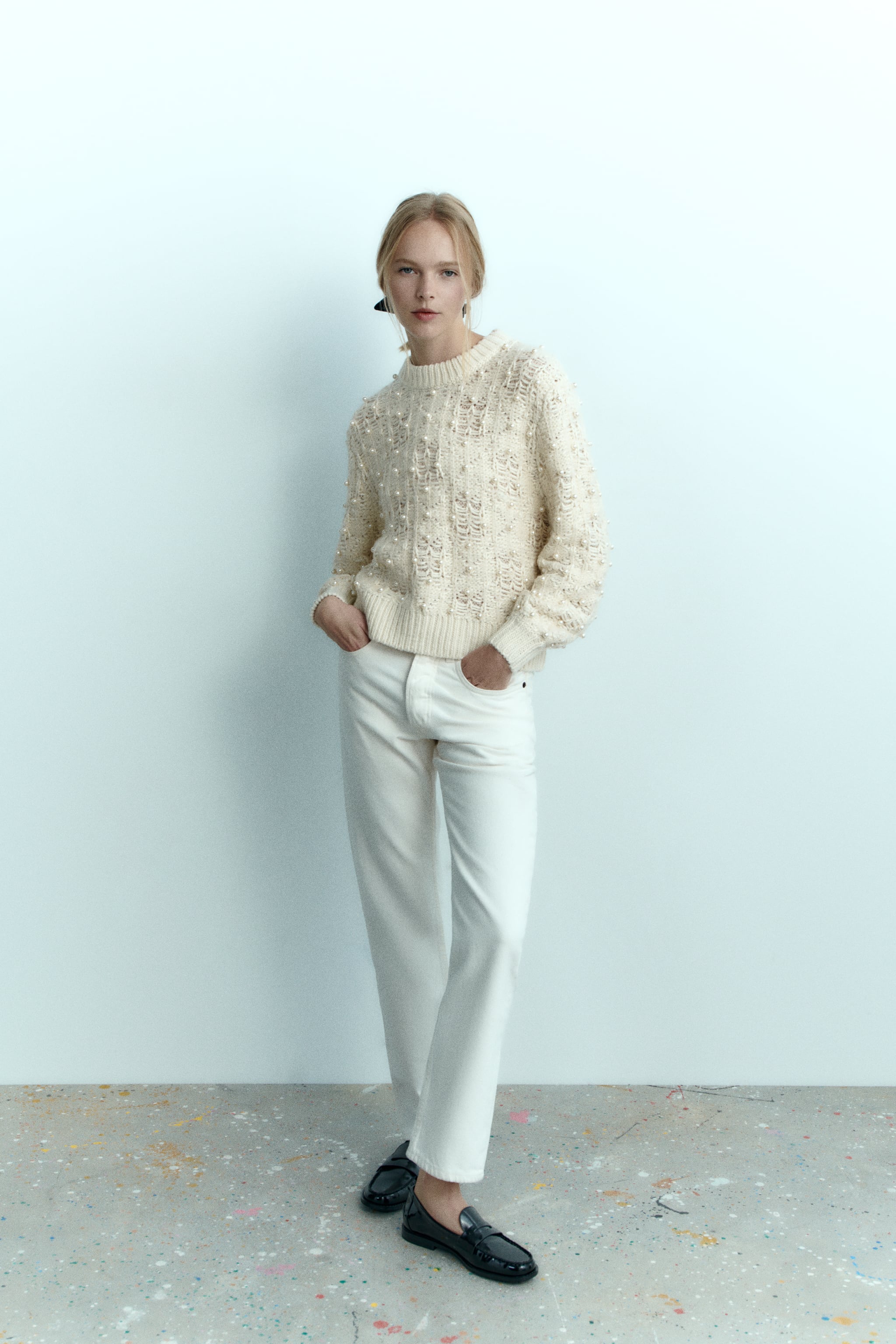 PEARL TEXTURED KNIT SWEATER