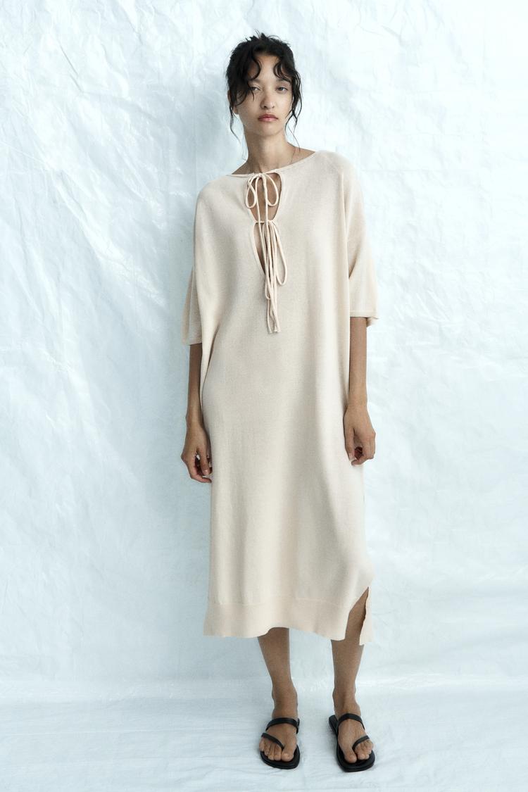 KNIT TUNIC WITH DRAWSTRINGS