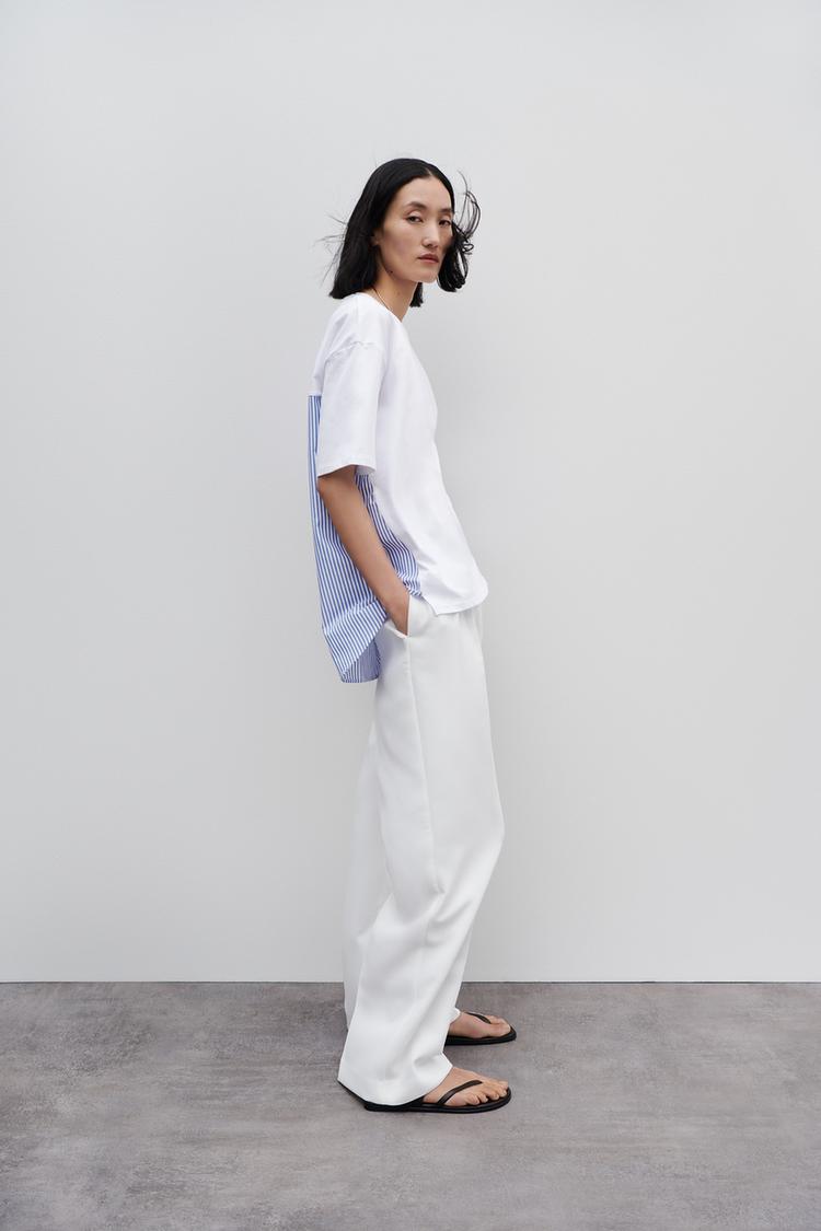 STRIPED POPLIN T-SHIRT