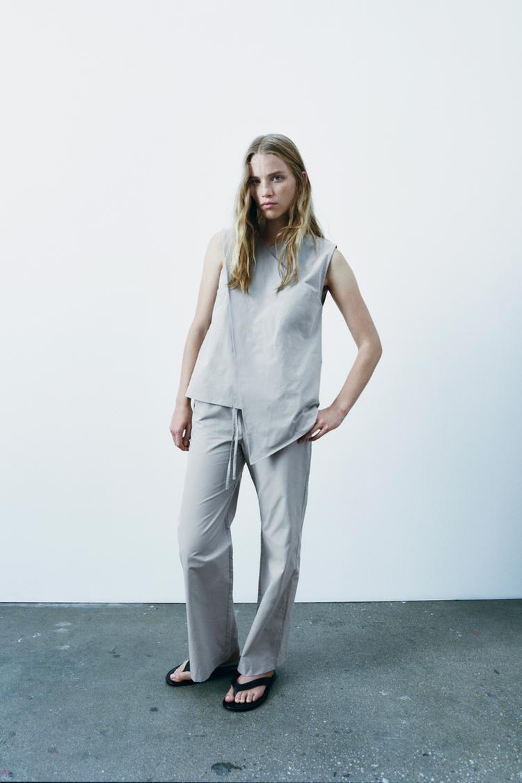 LONG POPLIN TROUSERS