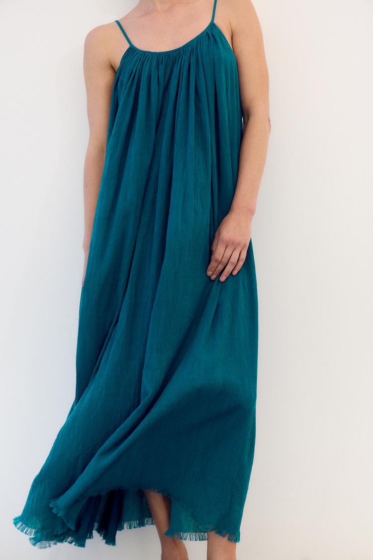 COTTON DRESS WITH FRINGING