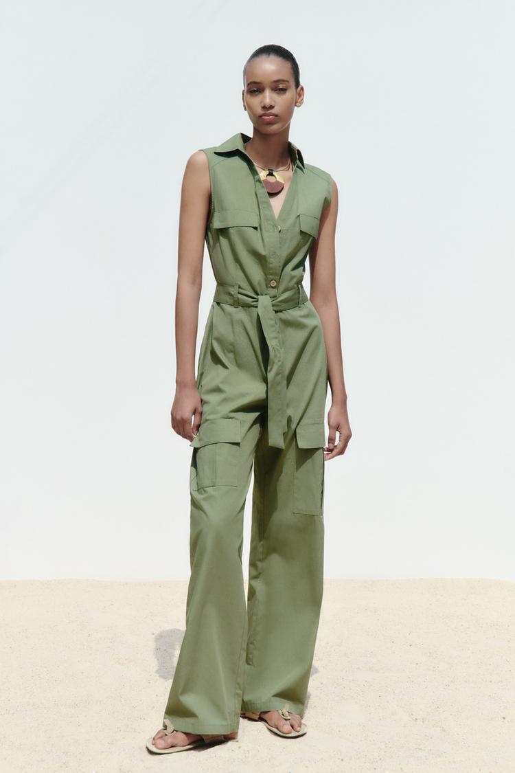 STRAIGHT-LEG CARGO JUMPSUIT