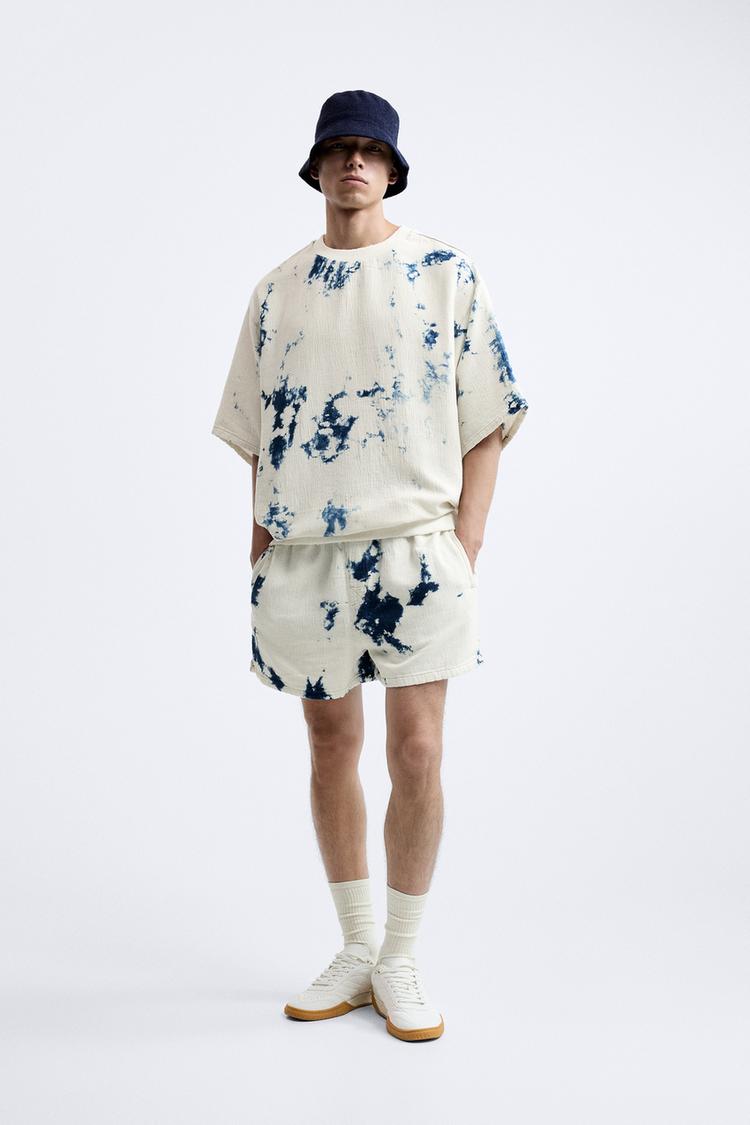 TIE-DYE DENIM BERMUDA SHORTS