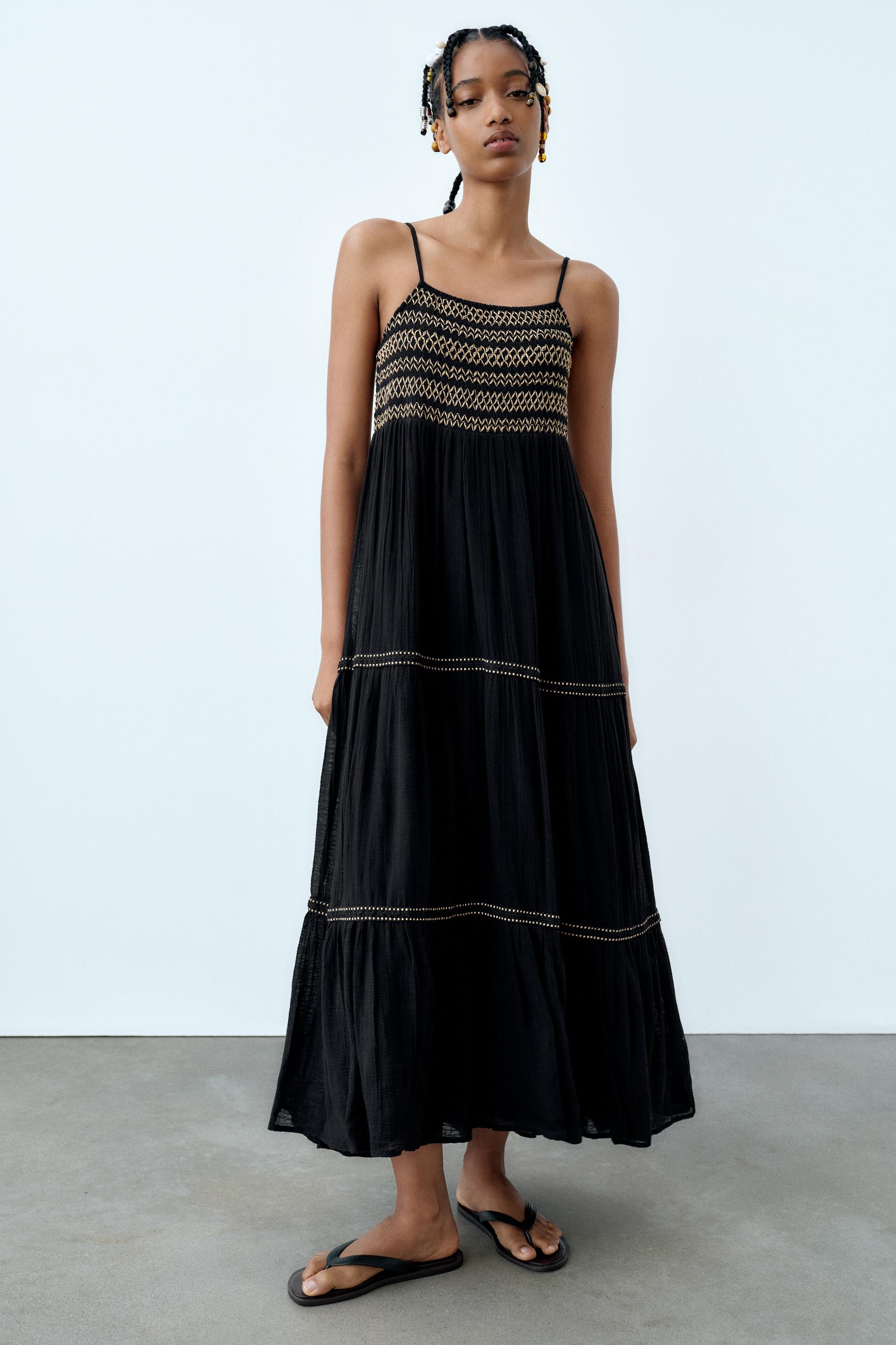 Zara Embroidered Dress Black corona.dothome.co.kr