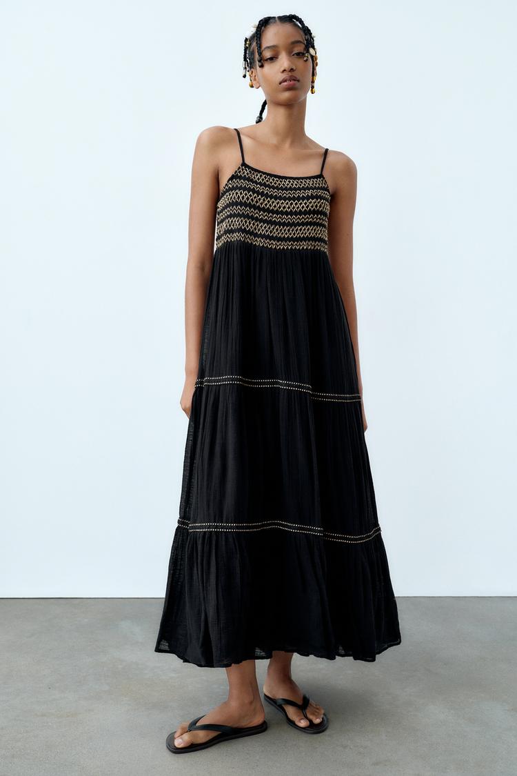 EMBROIDERED MIDI DRESS