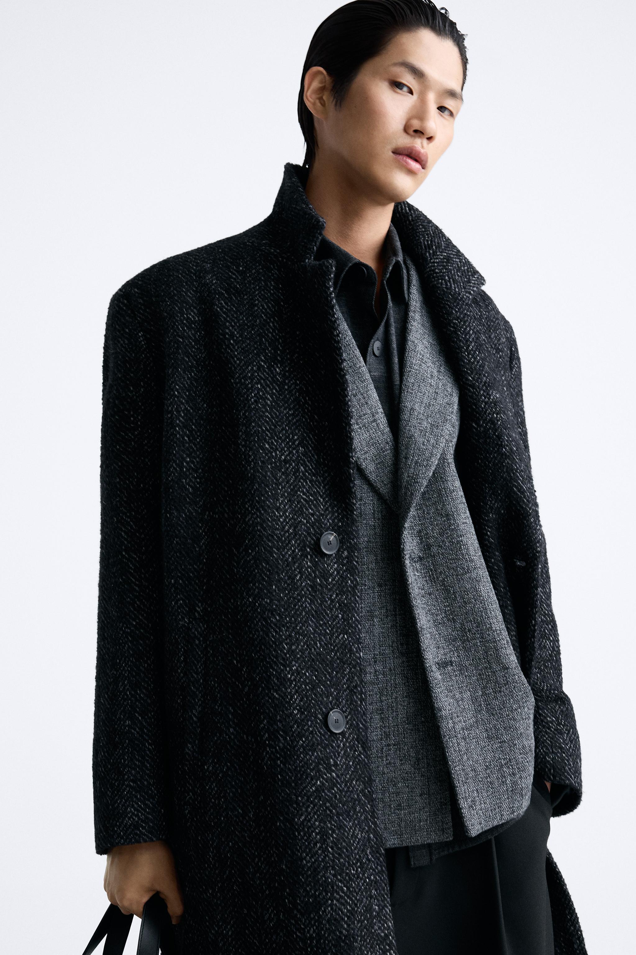 HERRINGBONE TEXTURED WEAVE COAT