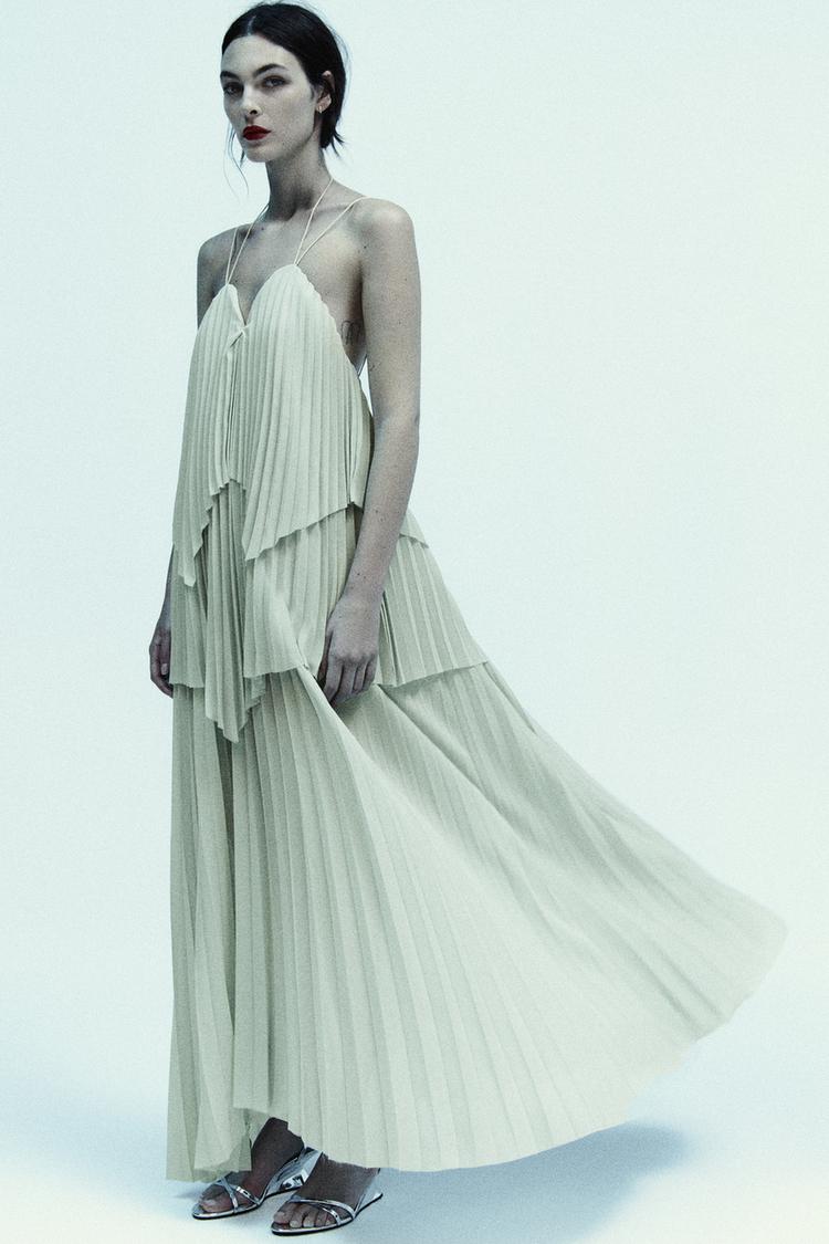 PLEATED MIDI DRESS