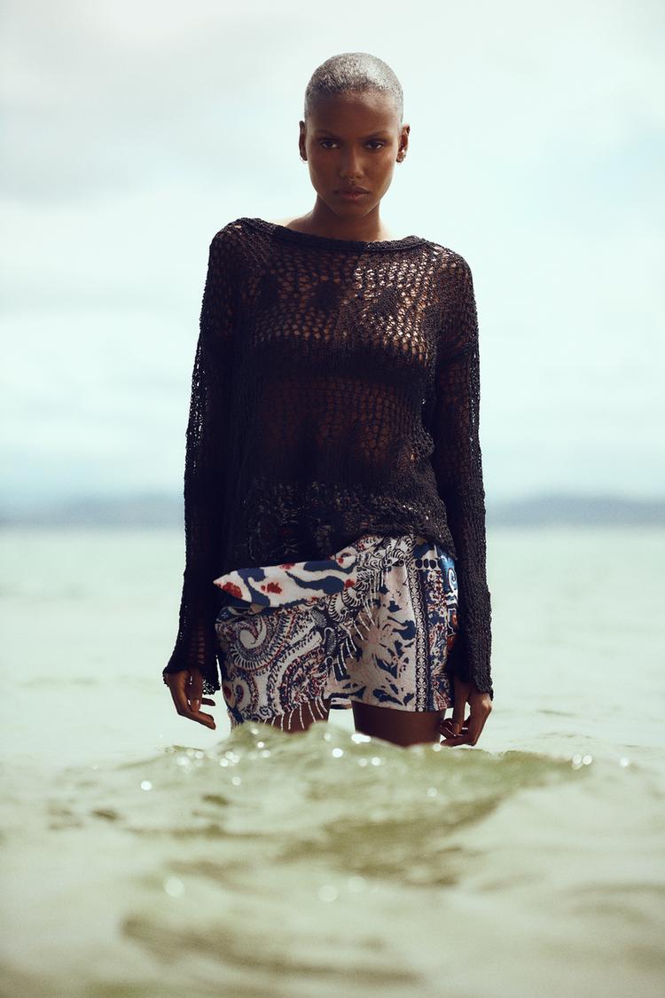 PRINTED MINI SKIRT WITH FRINGING