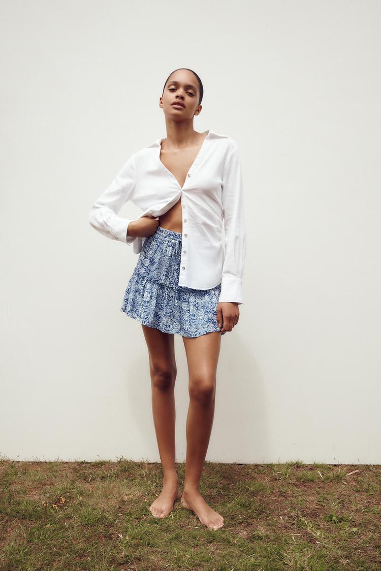 PRINTED DRAWSTRING SKORT