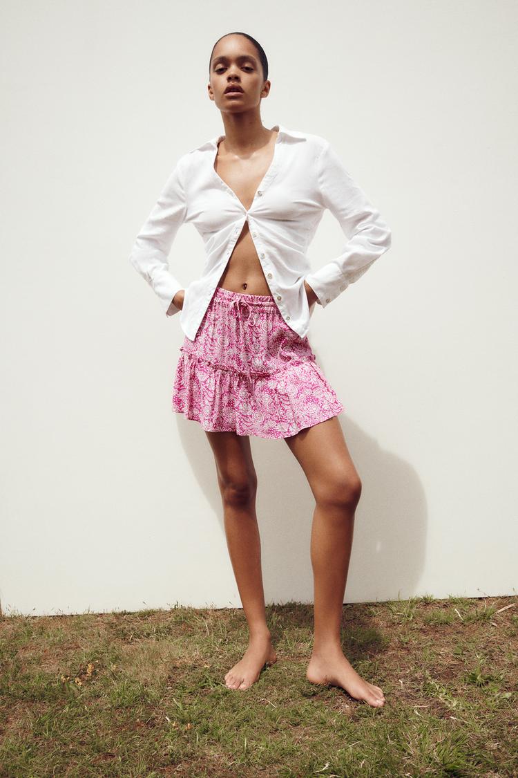 PRINTED DRAWSTRING SKORT