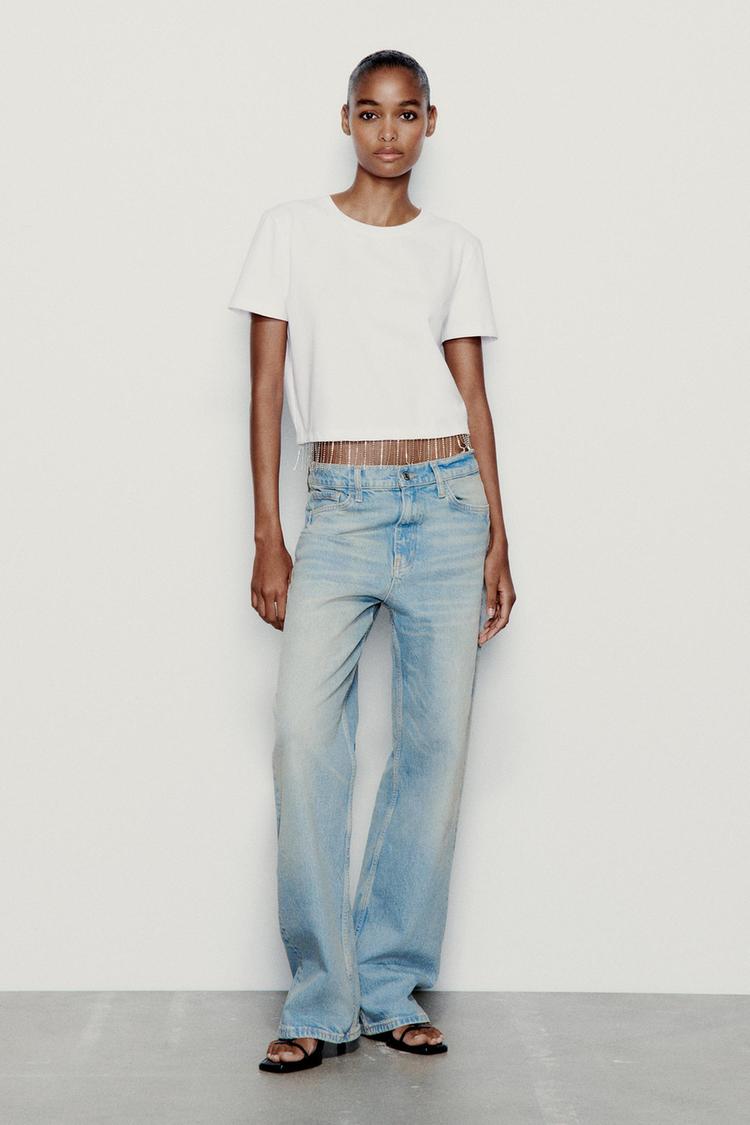 T-SHIRT WITH RHINESTONE FRINGING