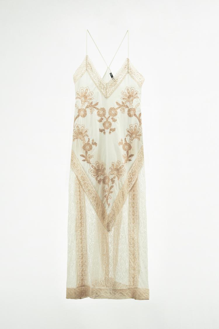 EMBROIDERED SLIP DRESS