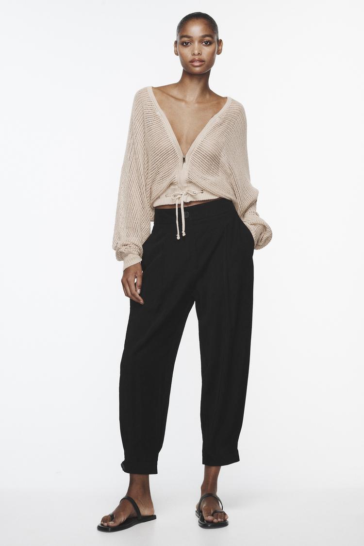 BARREL TROUSERS WITH CUFFED HEMS