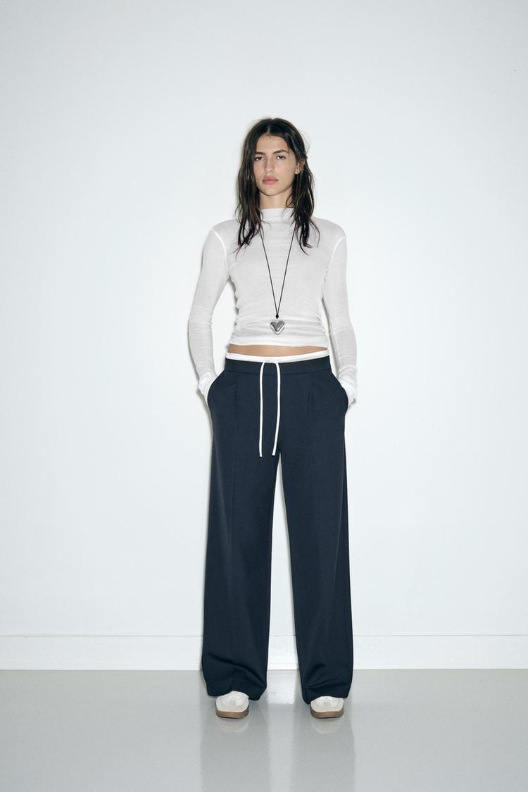 DOUBLE WAIST WIDE LEG PANTS