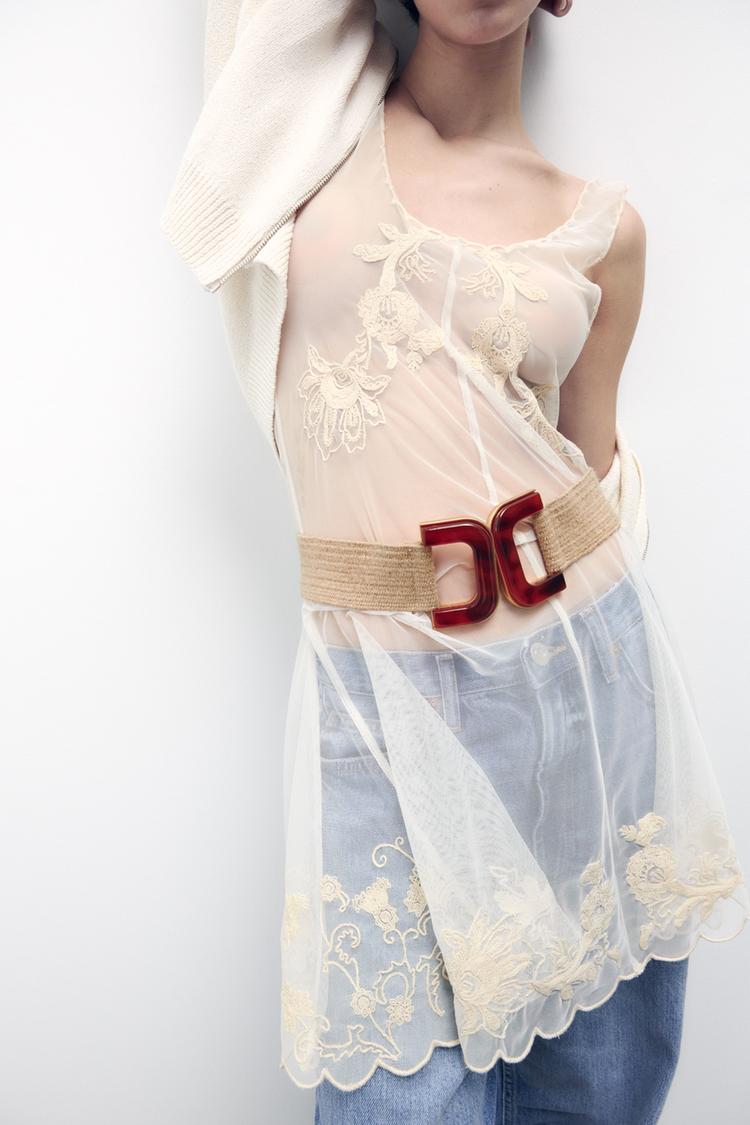 STRETCH BELT WITH ACETATE EFFECT