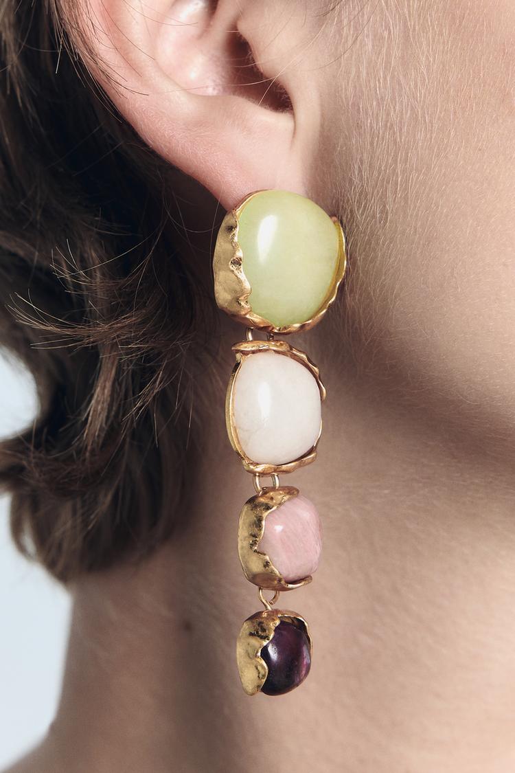 COLOURED RHINESTONE EARRINGS