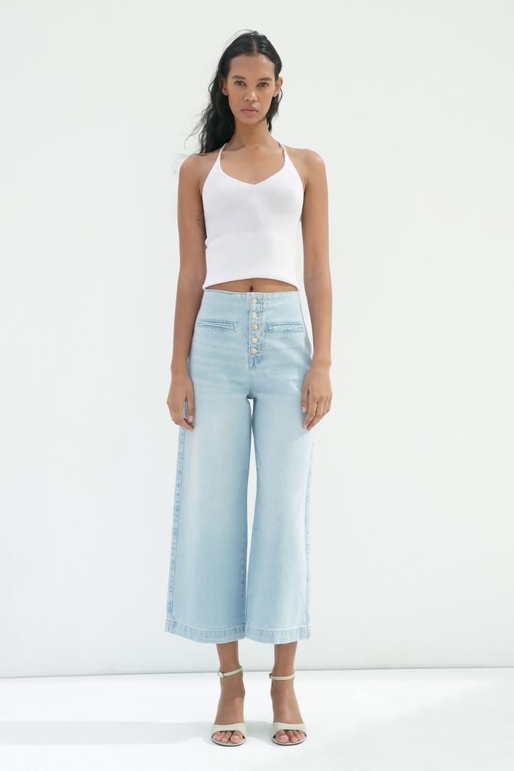 Z1975 WIDE-LEG HIGH-WAIST BUTTONED JEANS