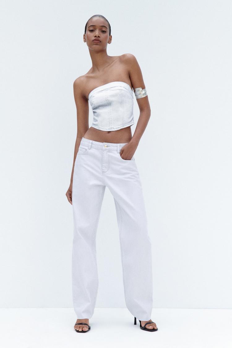 STRAPLESS METALLIC BUSTIER TOP