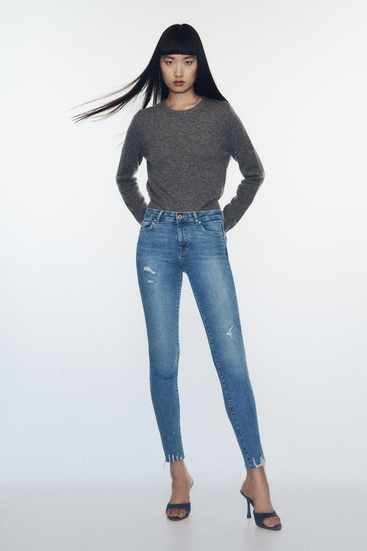 Z1975 MID RISE RIPPED SKINNY JEANS