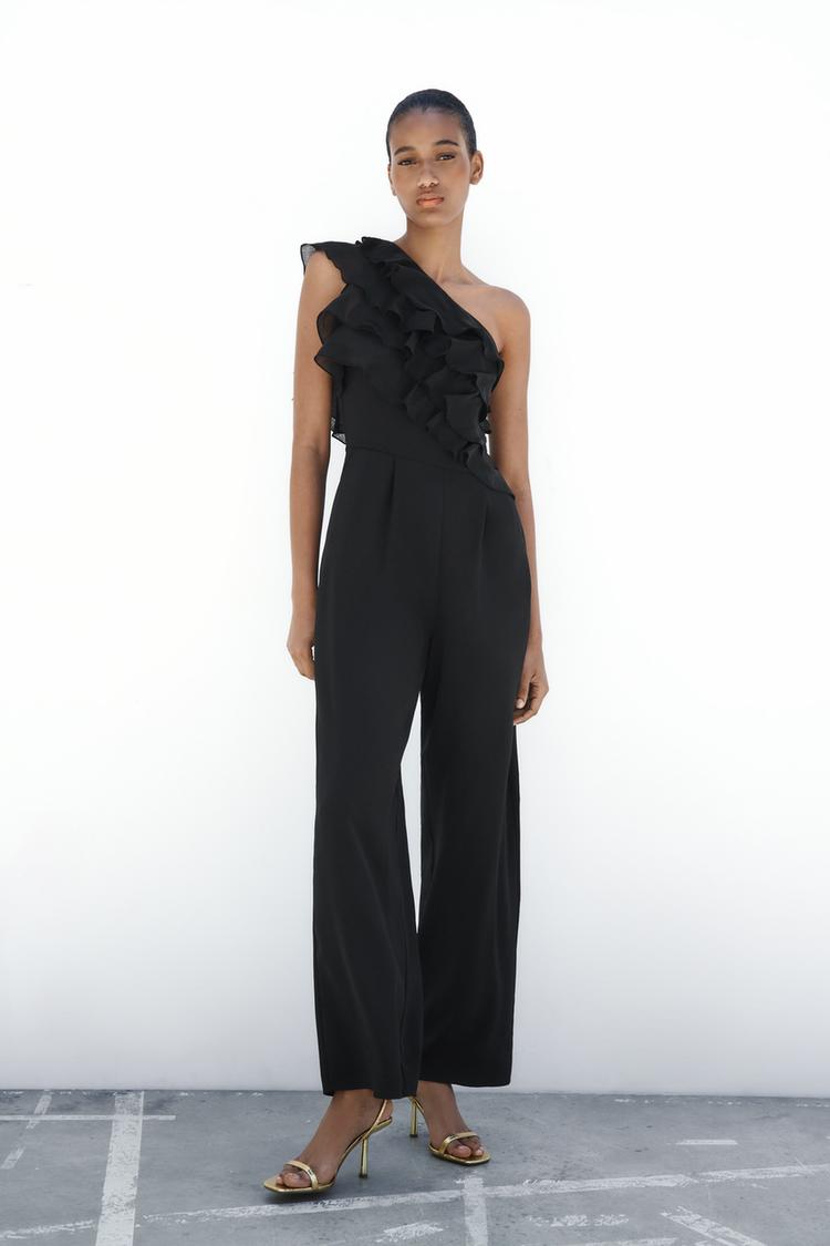 JUMPSUIT WITH ASYMMETRIC RUFFLES