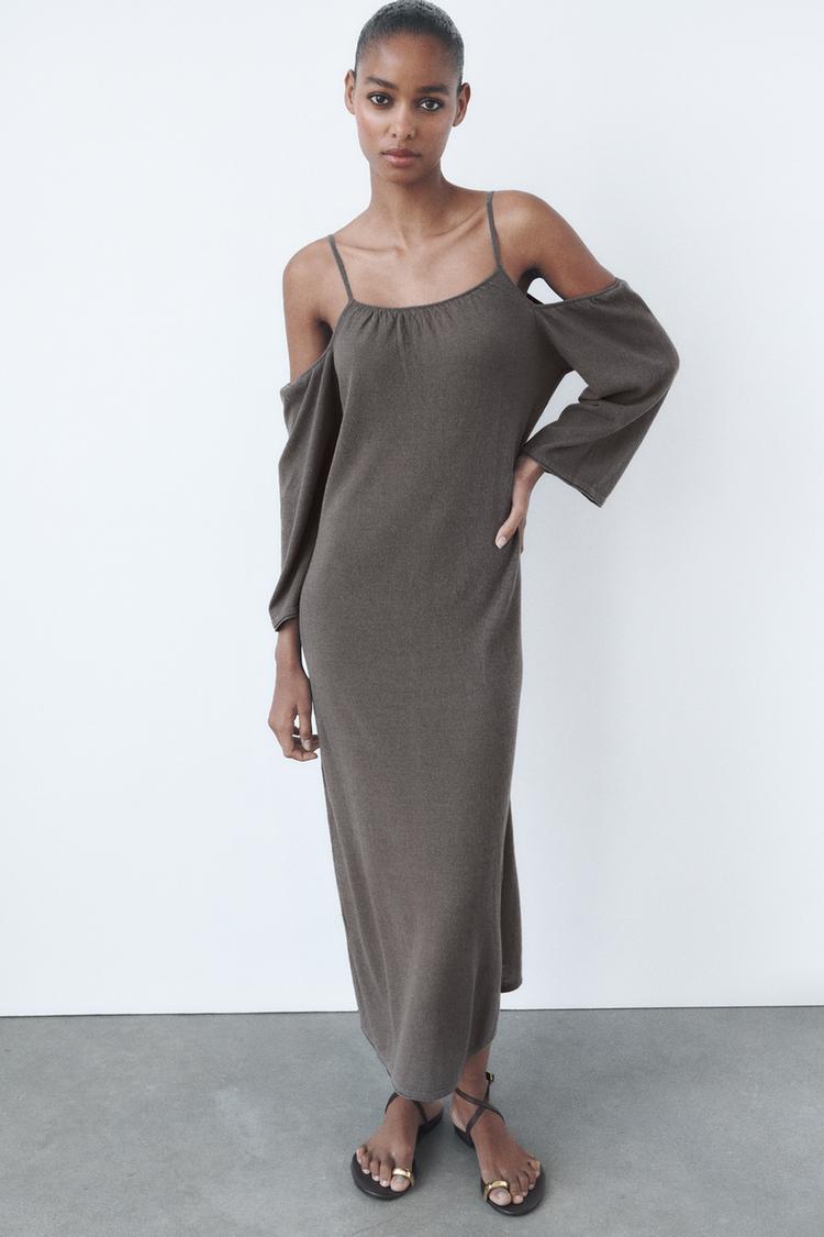 KNIT LINEN BLEND DRESS