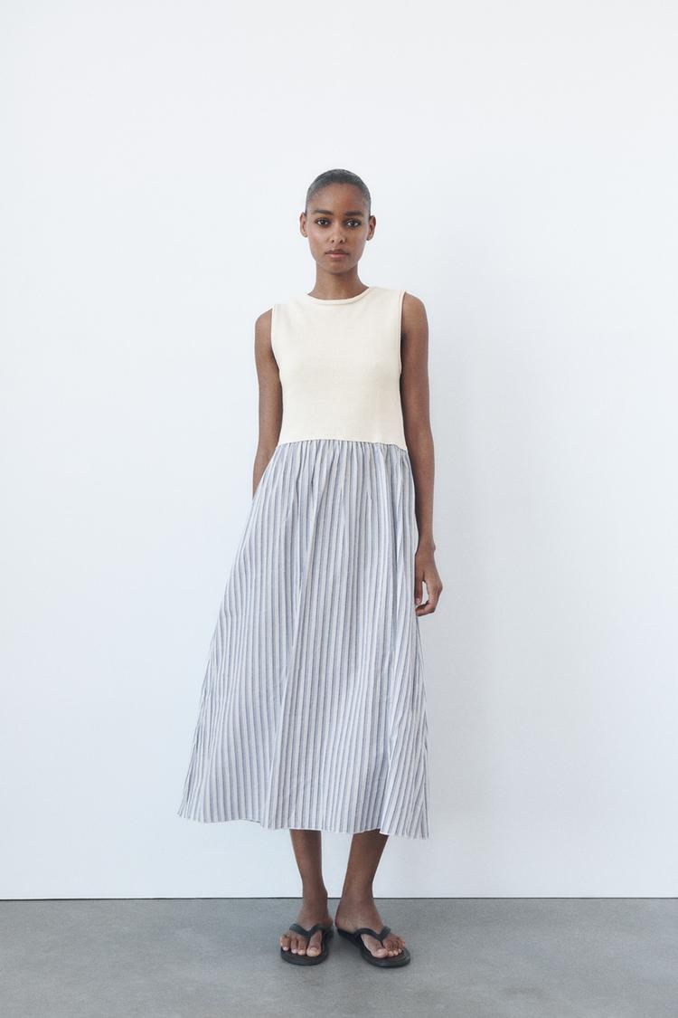 CONTRAST STRIPED KNIT DRESS