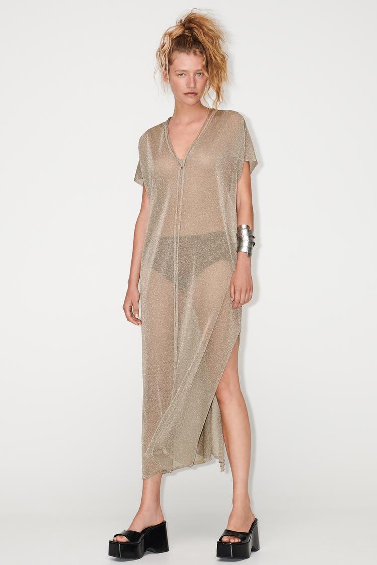 METALLIC THREAD KNIT DRESS