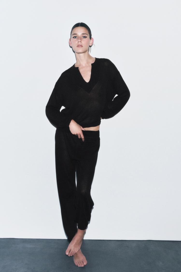 SEMI-SHEER KNIT TROUSERS