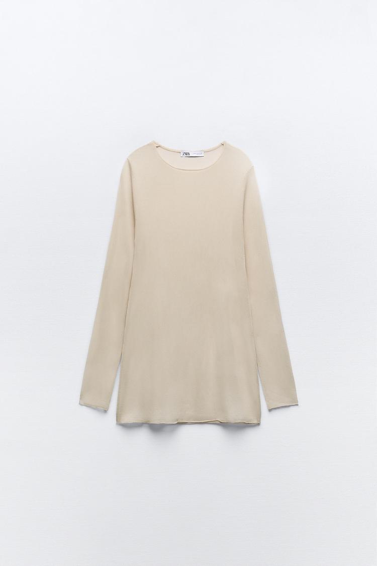 KNIT SEMI-SHEER STRAIGHT TOP