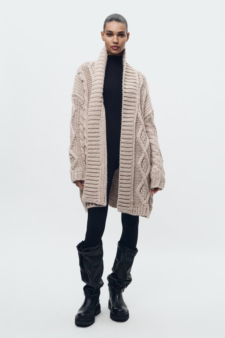 CABLE KNIT COAT