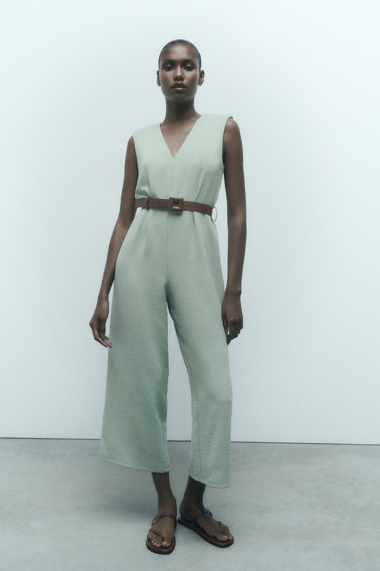 BELTED WIDE-LEG JUMPSUIT