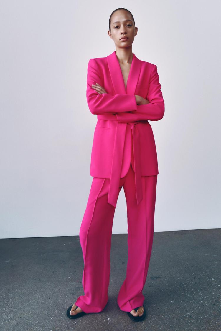 TUXEDO COLLAR BLAZER WITH BELT