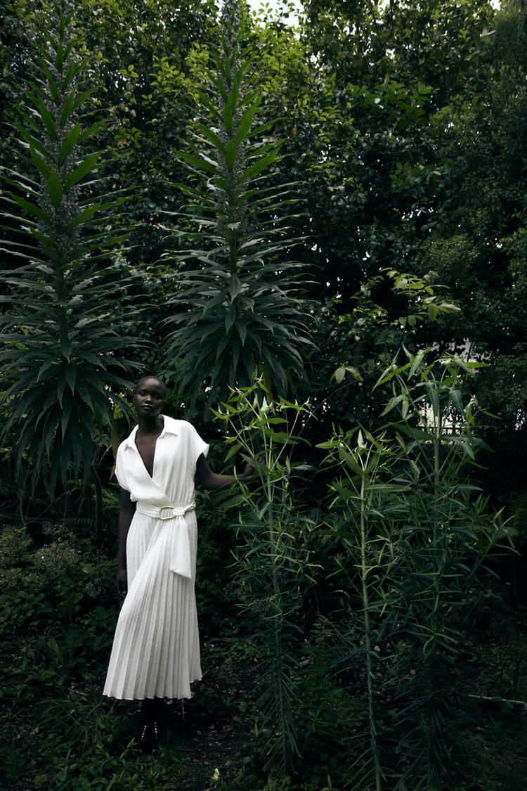 PLEATED SURPLICE DRESS