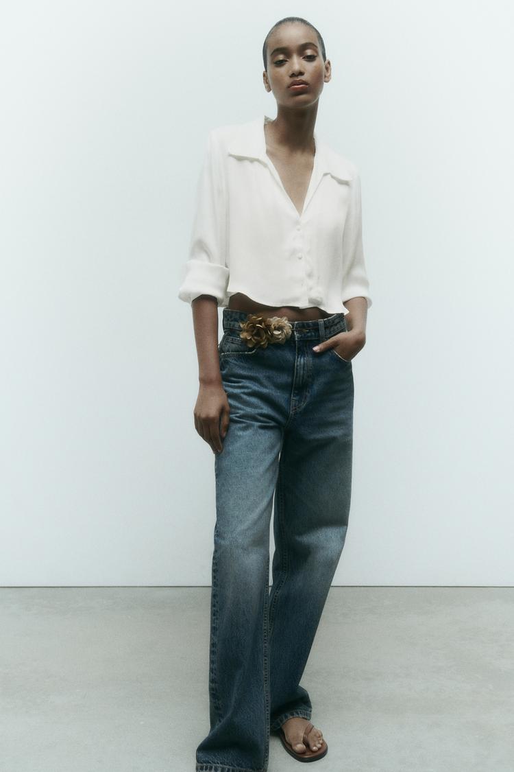 CROPPED SATIN SHIRT