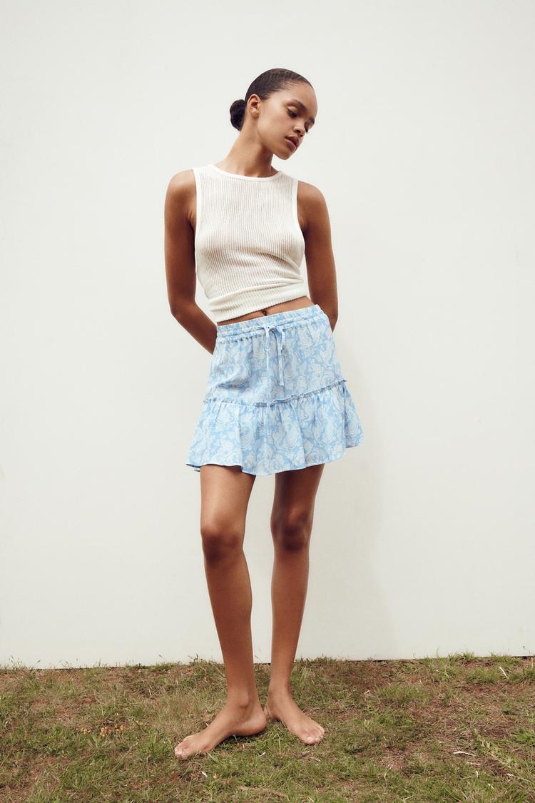 PRINTED DRAWSTRING SKORT