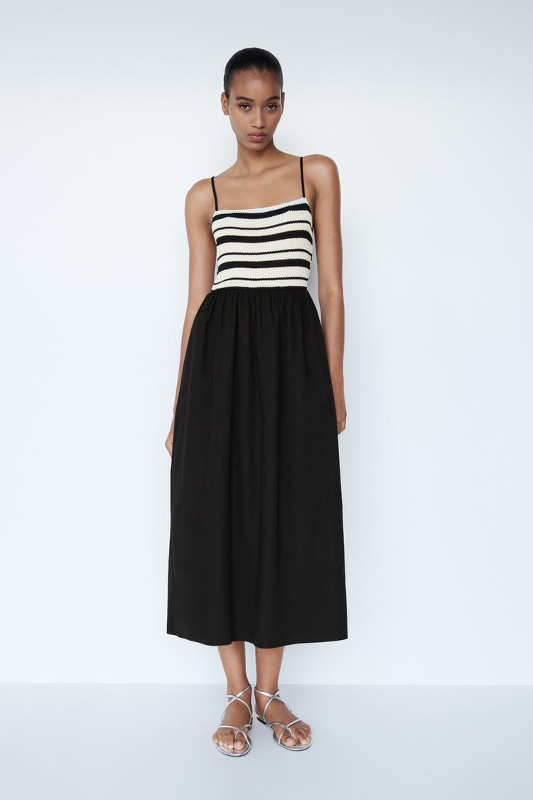 RUSTIC DRESS WITH CONTRAST BUST