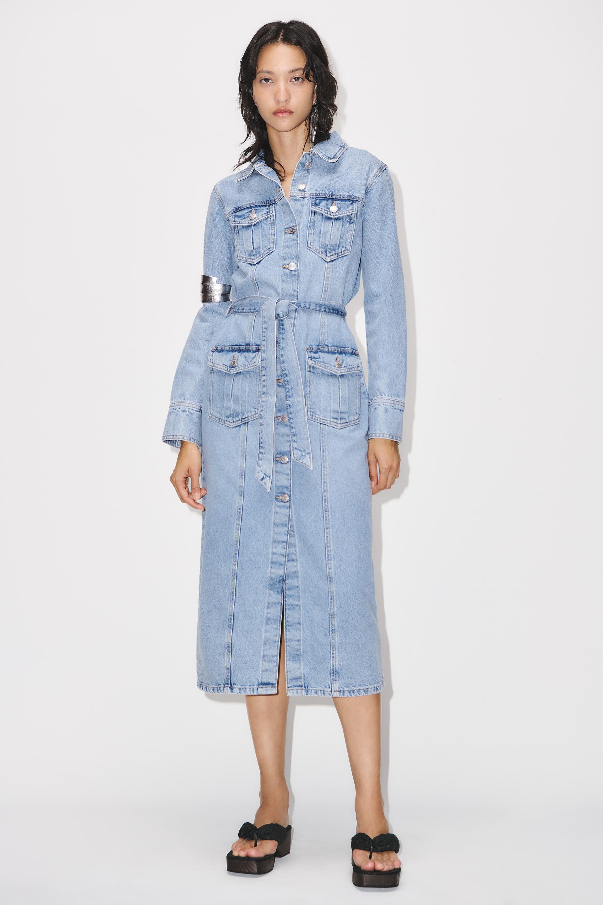 ZW DENIM DRESS WITH POCKETS Blue ZARA Cambodia